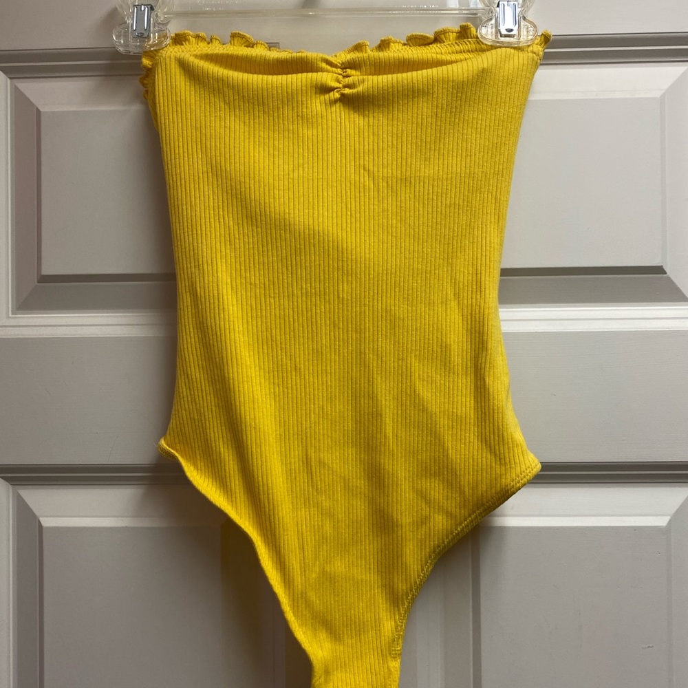 Yellow strapless bodysuit
